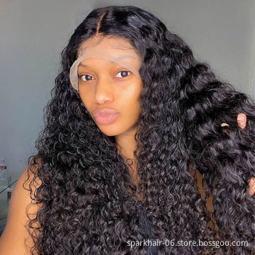 Factory Directly Virgin Indian Colored Water Wave Lace Front Wigs Glueless Hd Full Lace Transpare Human Hair Wig With Baby Hair